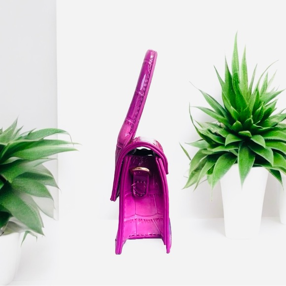 Mini Croc-Embossed Crossbody Handbag – Hot Pink Ombre, NWT - Picture 4 of 7